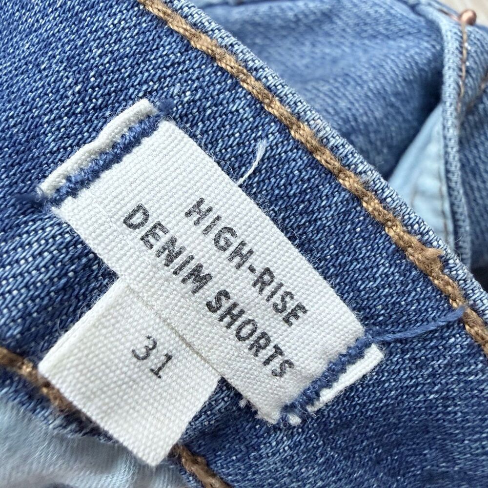 Madewell High-Rise Denim Shorts Sz 31 Raw Hem Medium Wash Cut Offs Coastal Boho - Picture 4 of 8
